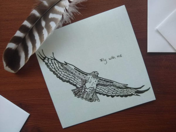 Flying Red Tailed Hawk Greeting Card